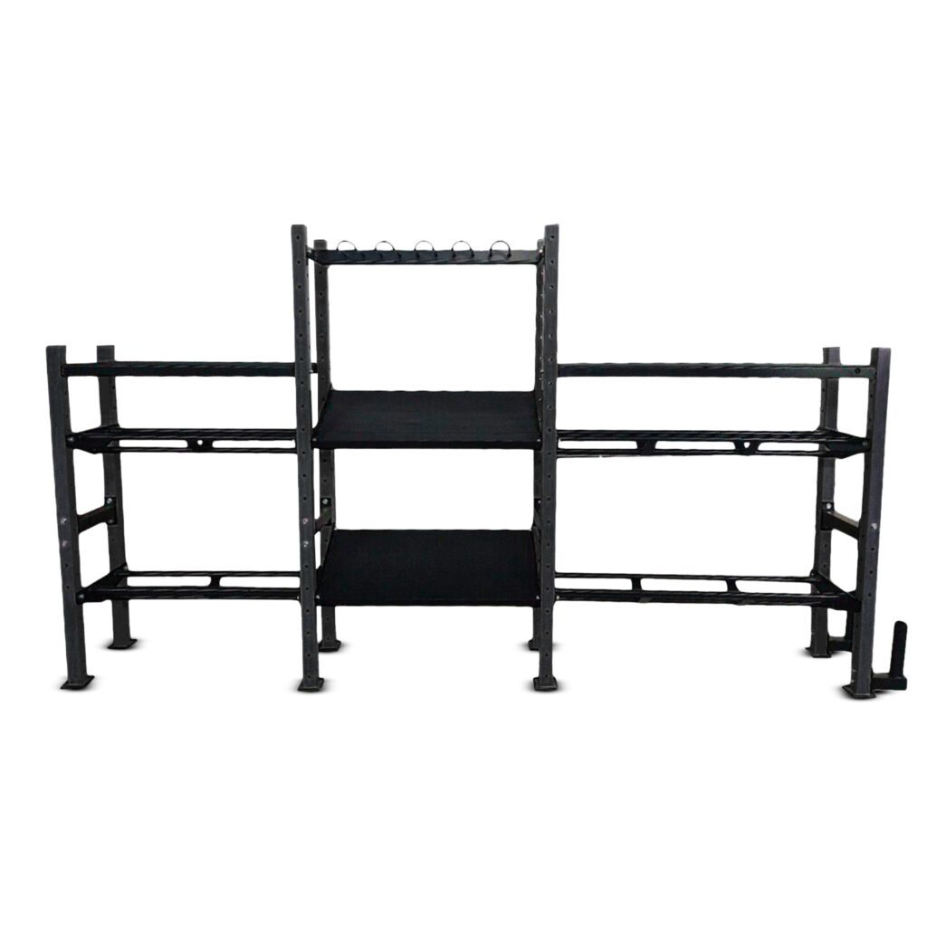 úložný regál na fitness vybavenie